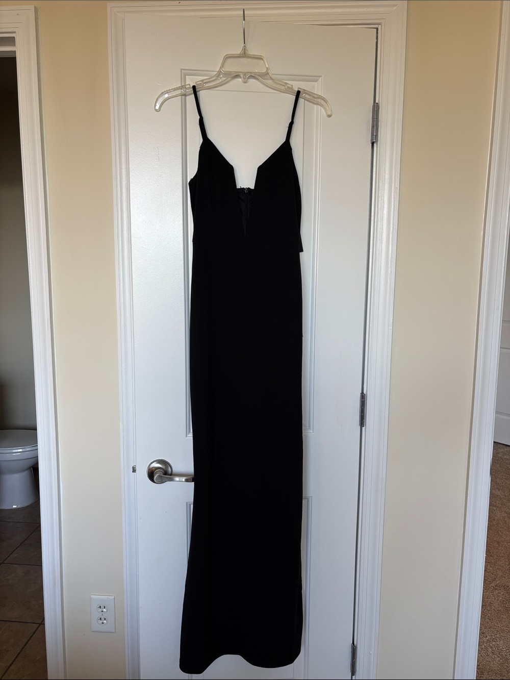 Lulus Black Floor Length Plunge Dress